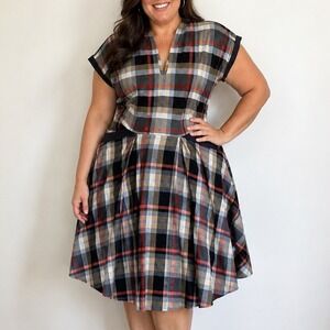 Miss Candyfloss Plaid Fit & Flare Dress 3XL pinup Retro Rockabilly plus size 50s